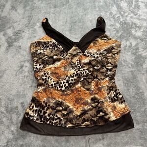 VTG Y2K j.t.b Cheetah Mesh Babydoll Top Size S Grunge Fairy Whimsygoth Rave